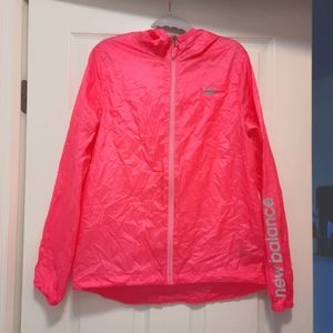 New Balance M women's neon pink zip-up travel windbreaker, waterproof, Gorpcore